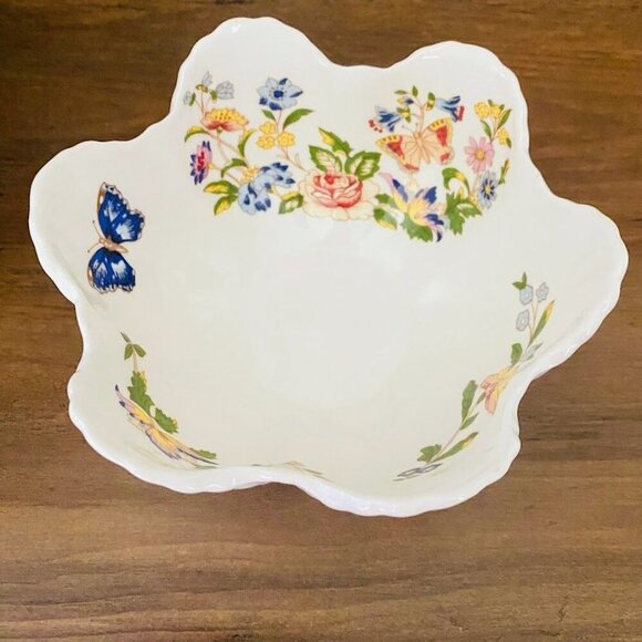 Aynsley Cottage Garden Bowl Trinket Dish Butterflies Flowers - Picture 5 of 10